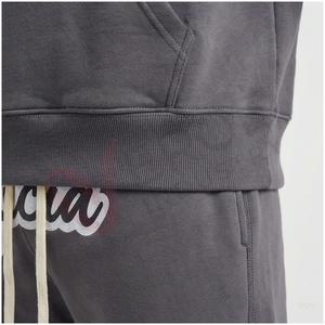 Ensemble de survêtement gris pour hommes, sweat-shirt à capuche à manches longues et pantalon à motif étoile, streetwear, coupe régulière, vêtements d'automne - Product Image 5