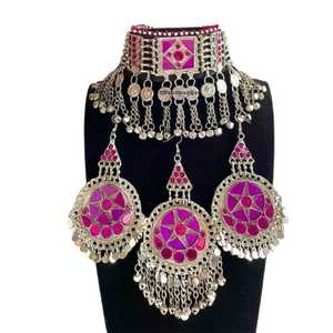 Service OEM, designs personnalisés, fabrication artisanale, acier inoxydable de haute qualité, bijoux vintage afghans pour femmes, collier et boucles d'oreilles pour adultes - Product Image 1