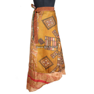Nuevas faldas hippie mágicas envolventes, falda india vintage de seda tipo sari reversible / Sarong para niñas / Uso multiusos - Product Image 4