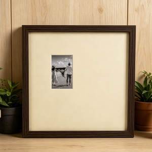 Square Dark Wood <b>Photo</b> <b>Frame</b> With Beige Matting Minimalist Small <b>Insert</b> Picture <b>Frame</b> for Home Wall Tabletop Decoration - Product Image 3