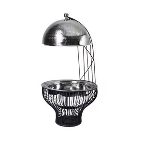 Chaffing Dish Stainless Steel Silver Dome Lid Black Cutout Base Food Warmer Set For Home Hotel <b>Table</b> <b>Top</b> Serving Chaffing Dish - Product Image 6