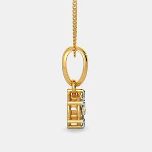 Two Tone Round Solitaire Lab Grown Diamond Pendant Necklace - Product Image 3