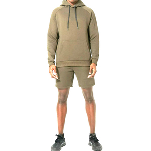 Order <b>Now</b> Best Quality Men Summer 2-Piece Set 100% Cotton Breathable Lightweight Short Sleeve Hoodie Shorts Casual Tracksuit - Product Image 5