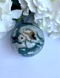 Pierre de guérison naturelle Reiki, mousse, Agate, cristal, sphère, Agate aquatique, boule de pierres précieuses pour la décoration, Exis Crystal export - Product Image 3