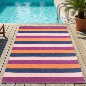 HILTEX JC-2144 Handmade PVC Indoor/Outdoor Rug Striped Pattern Waterproof & Anti-Slip <b>Machine</b> Washable for Car Bath Outdoor Use - Product Image 1