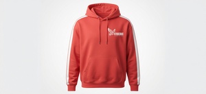 เสื้อฮู้ดดี้ลายทางแบบกำหนดเอง สีครีมเบจ ทรงโอเวอร์ไซส์ สไตล์สตรีทแวร์ลำลอง แนวสปอร์ต สำหรับผู้ชายและผู้หญิง ขายส่ง - Product Image 5