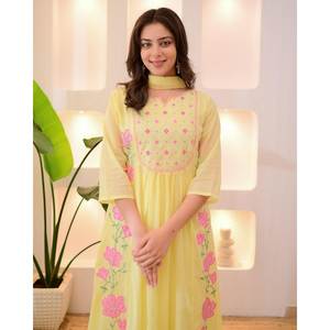 ชุดปาร์ตี้สวยสวมด้านบนและกางเกงมี dupatta ขนาด XL - Product Image 2