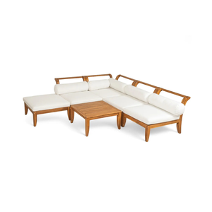 Teak Outdoor Sofa Set Garden Patio Furniture Modern Sectional Lounge Wooden Sofa Resort Villa <b>Seating</b> - Product Image 3
