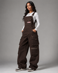 FLY HUMBLE SPORTSWEAR Salopette da <span class=keywords><strong>donna</strong></span> in denim <span class=keywords><strong>verde</strong></span> oliva con tasche <span class=keywords><strong>cargo</strong></span>, vita media, vestibilità ampia, elegante, traspirante, per l'estate, economica - Product Image 4