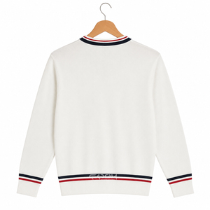 Cardigans en acrylique Cosh International, écologiques, pour sororités, avec logo personnalisé, bordure contrastante, couleur unie, haut décontracté - Product Image 3