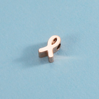 Perles intercalaires en acier inoxydable 3x8mm, breloques ruban rouge, pour la confection de bijoux personnalisés DIY, accessoires de sensibilisation au cancer du sein