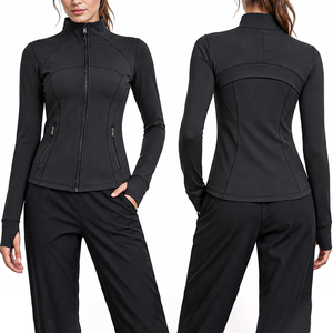 Women's <b>Workout</b> <b>Jacket</b> Lightweight Zip-Up Athletic Running Yoga Top with Pockets Long Sleeve Gym Yoga Wear Thumb Holes <b>Jacket</b> - Product Image 1