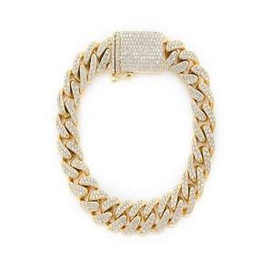 Bracelet chaîne en or massif 24 carats pour homme, serti de diamants taille brillant ronds, micro-incrustation, luxe, usage quotidien - Product Image 1