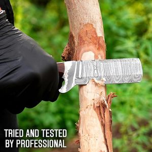 Cuchillo de caza industrial OEM de Damasco, económico, de 8 pulgadas, hoja fija de espiga completa con mango de palisandro, hecho a mano en acero de Damasco - Product Image 3