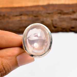 Rose Quartz Oval Shape <b>Ring</b> Bohemian 925 Sterling Silver Handmade Vintage Style Jewelry Gift For Women - Product Image 6