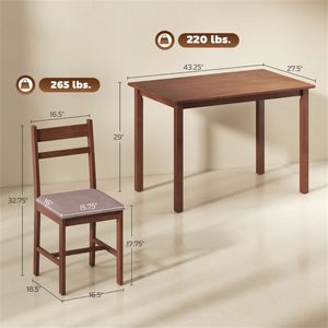 Ensemble de salle à manger de style farmhouse en brun clair, 5 pièces, table de cuisine avec chaises - Product Image 6