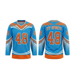 Maillot de hockey à col en V avec motif abstrait vert citron sublimé, en polyester respirant, vêtements d'entraînement à manches longues - Product Image 5