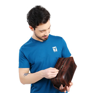 Trousse de Toilette de Voyage en Cuir Premium, Organisateur de Toilette Étanche, Trousse de Rasage et Cosmétiques pour Hommes, Pochette de Rangement Durable avec Fermeture Éclair - Product Image 2