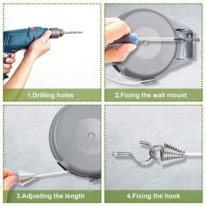 Stendibiancheria Automatico Retrattile da Esterno da 15 Metri con Corda in PVC per Lavaggio e Asciugatura, Accessorio per Piatti e Stoviglie - Product Image 5