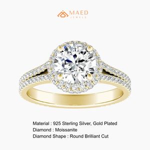 Cut Silver Gold Plated Moissanite Prong Setting Luxury Engagement Ring for Women Bridal Wedding Party Anniversary Jewelry Gift - Product Image 6