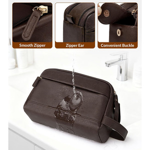 Handmade leather toiletry grooming kit bag with premium craftsmanship for stylish travel and organization in reasonable price - Product Image 3