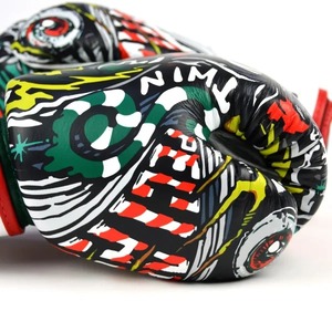 Twins Fancy Boxing <b>Gloves</b> Hook & Loop Genuine Leather Graffiti <b>Gloves</b> - Product Image 5