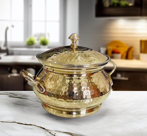 Olla para Biryani de Aluminio con Tapa de Vidrio, Diseño Moderno, Ecológica, Apta para Lavavajillas, Artesanía India Hecha a Mano - Product Image 4