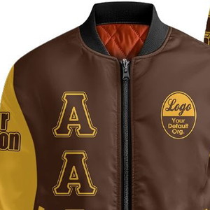 Custom LPT Chapter Style Varsity Bomber <b>Jacket</b> Brown Gold Contrast Sleeve College Greek Inspired <b>Jacket</b> Cotton Padded - Product Image 6