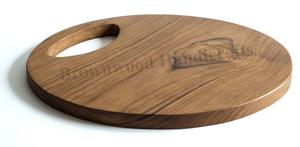 Tabla de cortar de madera de acacia de forma redonda hecha a mano rústica de exportador indio Ideal para preparación de alimentos y suministro de accesorios de cocina - Product Image 5