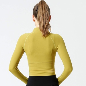 Wholesale Full <b>Zip</b> Workout Jacket for Women Long Sleeve Slim Fit Running Sports Crop <b>Top</b> Activewear Yoga Gym <b>Top</b> - Product Image 3