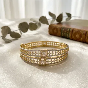 Stunning Trendy Gold White Finish With AD Stones Look Two Set OF Bangles Stylish Bangles Set for Women For Wedding Wear - Product Image 2