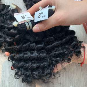 Extensiones de cabello vietnamita rizadas en agua negras naturales de alta calidad 100% al por mayor extremos doblemente dibujados para tejer - Product Image 3