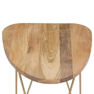 Table d'appoint triangulaire moderne en bois avec pieds en métal doré, table d'appoint faite à la main pour salon, chambre à coucher, canapé - Product Image 4