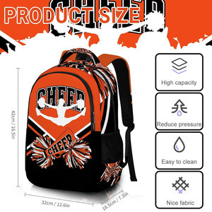 Cheerleading <b>Backpack</b> for Women Adult Custom Printed Rhinestone Logo Black Nylon/Cotton/Neoprene Heat-Transfer Printed - Product Image 2