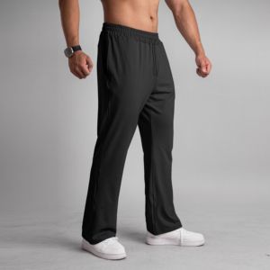 Pantalones casuales de verano para hombre, de corte recto y acampanado, con diseño drapeado, de secado rápido, talla grande, parte delantera plana, ajuste holgado, tipo chándal. - Product Image 5