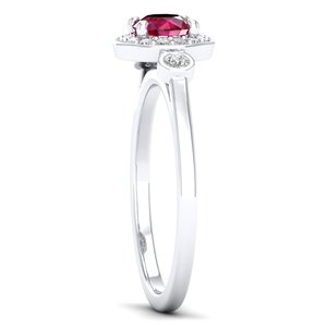 Bague en argent sterling 925 avec rubis rond de 0,5 carat, design exclusif REYES, pour femmes, certifiée GRA, bijoux fins en moissanite - Product Image 3
