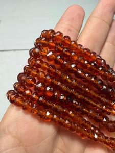 Perles de grenat Hessonite en vrac, pierres rondes ambrées, perles lâches pour la création de bijoux - Product Image 3