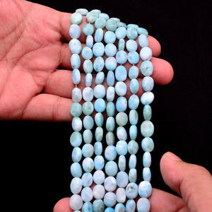 Cuentas Sueltas Ovaladas Lisas de Larimar AAA+ de 8x10 mm, Cuentas Sueltas de Larimar Natural Multicolor Dominicano, Piedras Preciosas Semipreciosas para la Fabricación de Joyas - Product Image 5