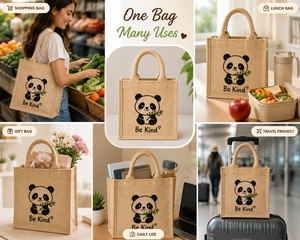 Bolsa de Yute Mini con Estampado de Panda Adorable AMANI, Bolsa de Regalo Reutilizable Ecológica, Bolsa Personalizada para Fiestas Infantiles, Bengala Occidental - Product Image 4