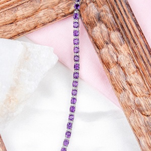 Wholesale 925 Sterling <b>Silver</b> Natural Cushion Amethyst CZ Tennis <b>Bracelet</b> Memoria Jewels - Product Image 4