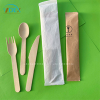 Ensemble de couverts jetables en bois kit jetable en bois cuillère fourchette couteaux en bois vaisselle écologique 160mm compostable