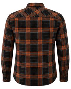 เสื้อเชิ้ตผ้าแฟลนเนลลายสก็อตสีน้ำตาลดำสำหรับผู้ชาย ทรงเข้ารูป ติดกระดุม แขนยาว ผ้าฝ้าย ลายตาราง สไตล์สตรีทแวร์ แฟชั่นเสื้อเชิ้ต - Product Image 3