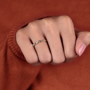 แหวนแต่งงานแบบเกลียวประดับเพชรแล็บโกรว์ ดีไซน์อินฟินิตี้ ทองคำขาว 14K สามารถสวมซ้อนกันได้ เหมาะสำหรับเจ้าสาว สไตล์มินิมอล สำหรับวันครบรอบ - Product Image 5