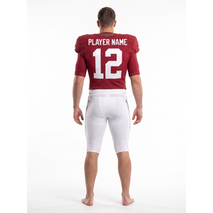 Custom Crimson White Football Uniform Nylon-Spandex FUSE Chassis Contoured <b>Pad</b>-Fit OEM Jersey <b>Pants</b> - Product Image 2