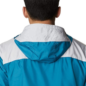 Blouson matelassé imperméable à capuche pour homme, bleu et blanc, col montant, style sportif, vêtement d'extérieur d'hiver - Product Image 4