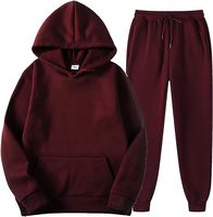 Ensemble de survêtement unisexe décontracté à capuche de couleur unie avec pantalon de jogging assorti, manches longues et cordon de serrage, coupe ample