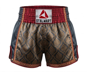 Shorts de boxe MMA Stalwart, design Cyber Wolf rouge, polyester et coton durables, protection personnalisée, équipement d'entraînement toutes saisons - Product Image 4