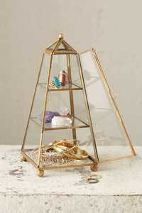 Gold Glass Jewelry <b>Box</b> Metal Frame Organizer Case Clear Display Storage Tray for <b>Vanity</b> Desk - Product Image 1