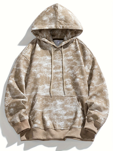 Sudadera con Capucha Bordada Tie-Dye para Hombre, Talla Grande, Informal, Felpa Francesa, 100% Poliéster, Cortavientos, Transpirable, con Bolsillo, para Invierno - Product Image 1