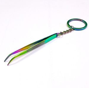 Mini Pinzas de Algodón para Estudiantes, Llavero de Acero Inoxidable con Recubrimiento de Plasma Arcoíris, Réplica de Pinzas Dentales Profesionales Clase I - Product Image 1